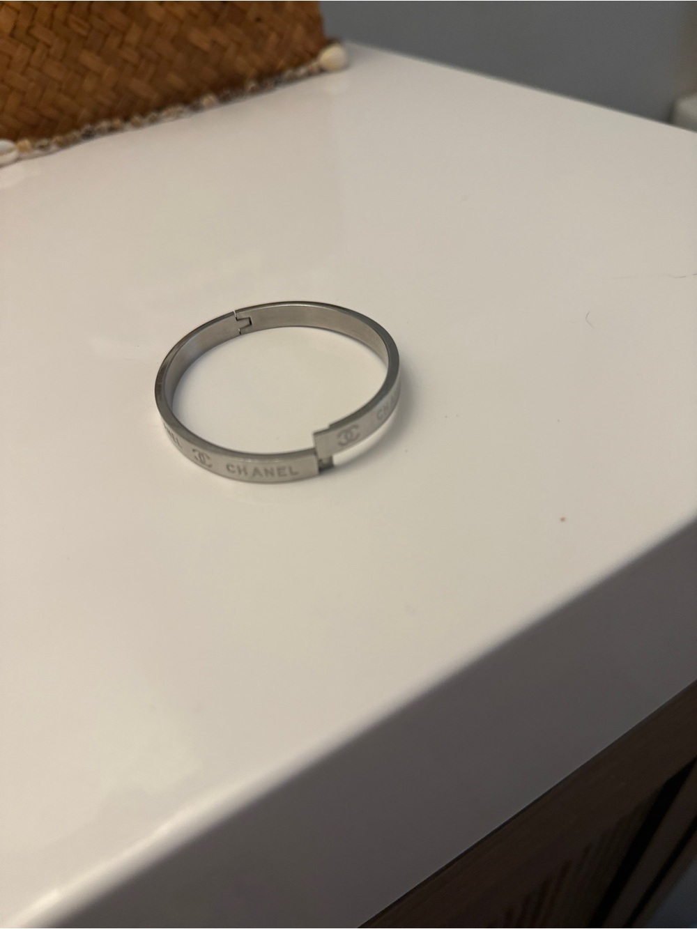 Logo Silver Stainless Steel Bangle - Picture 4 of 5